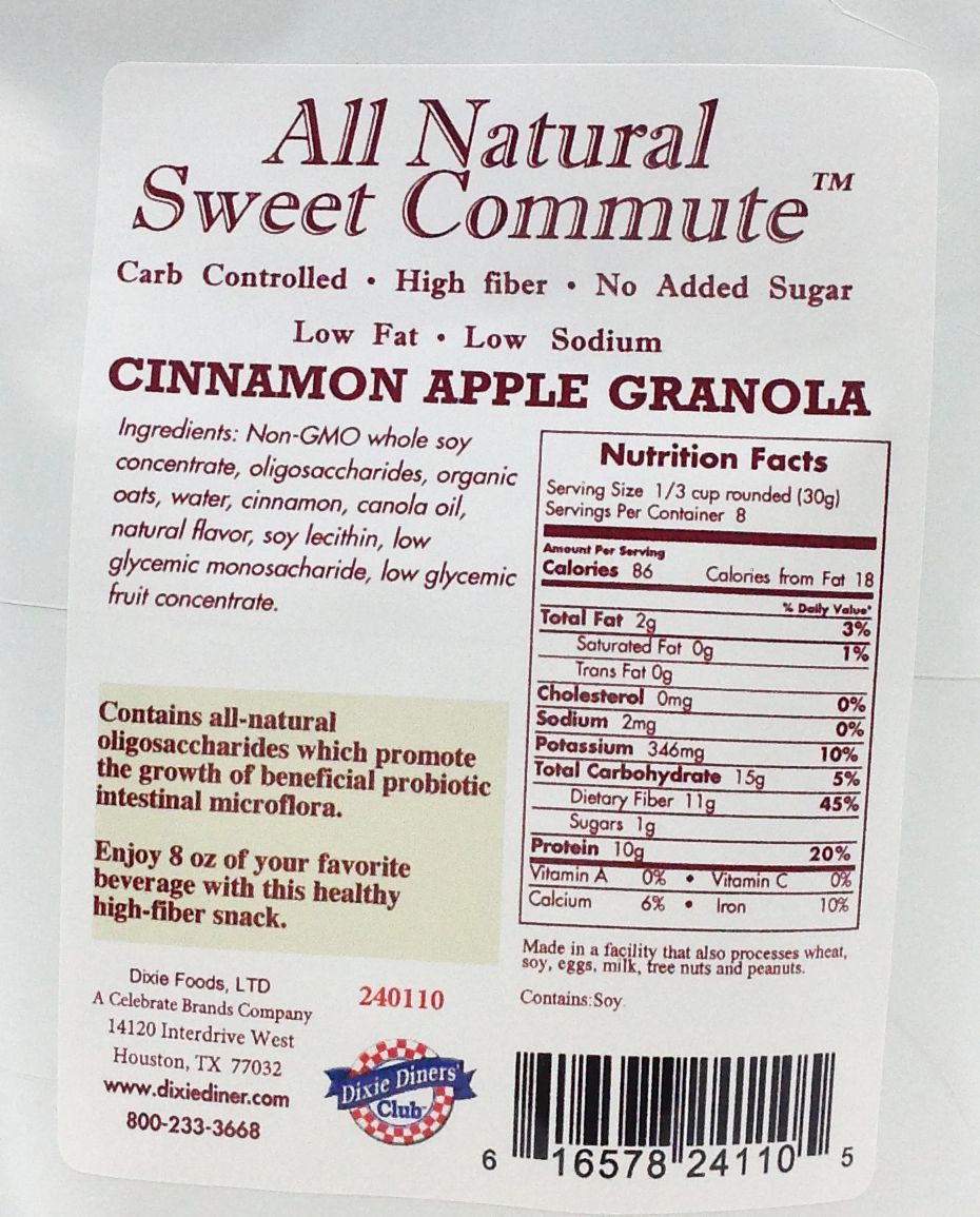Dixie USA Carb Controlled Granola - 8.4 oz., Cinnamon Apple