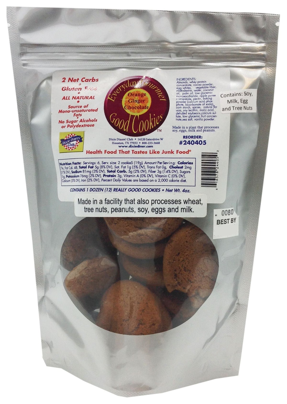 Dixie USA Carb Counters Ready-to-Eat Cookies - Orange Ginger Chocolate 4 oz. bag
