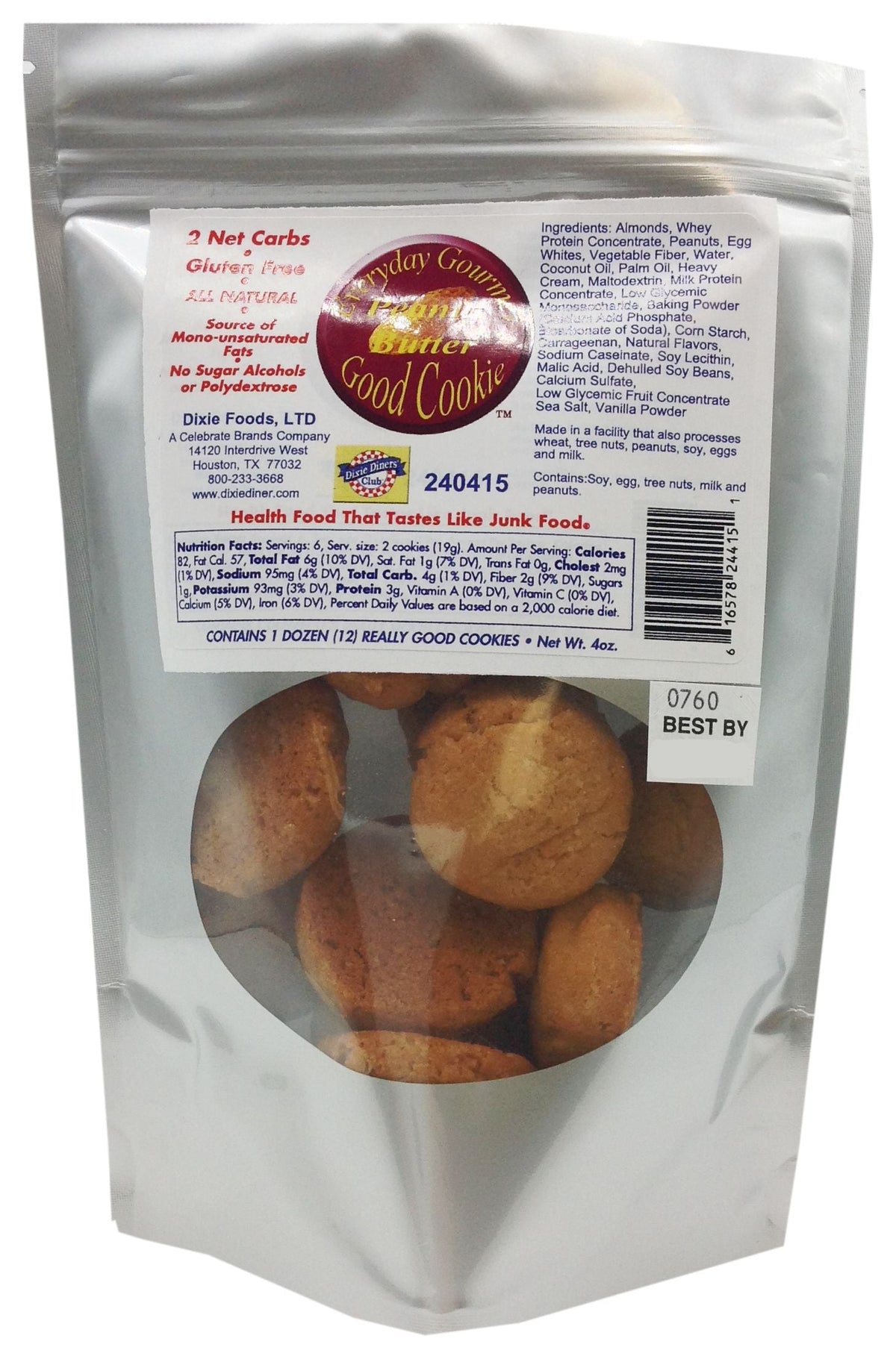 Dixie USA Carb Counters Ready-to-Eat Cookies - Peanut Butter 4 oz. bag
