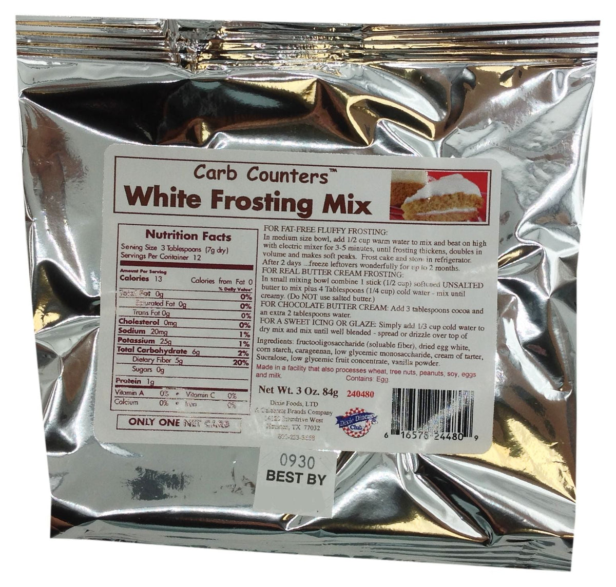 Dixie USA Carb Counters Frosting Mix - White 3 oz.