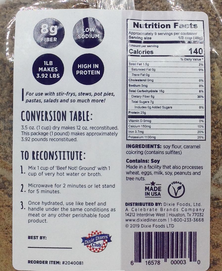 Dixie USA Beef Not! - Ground 1 lb.