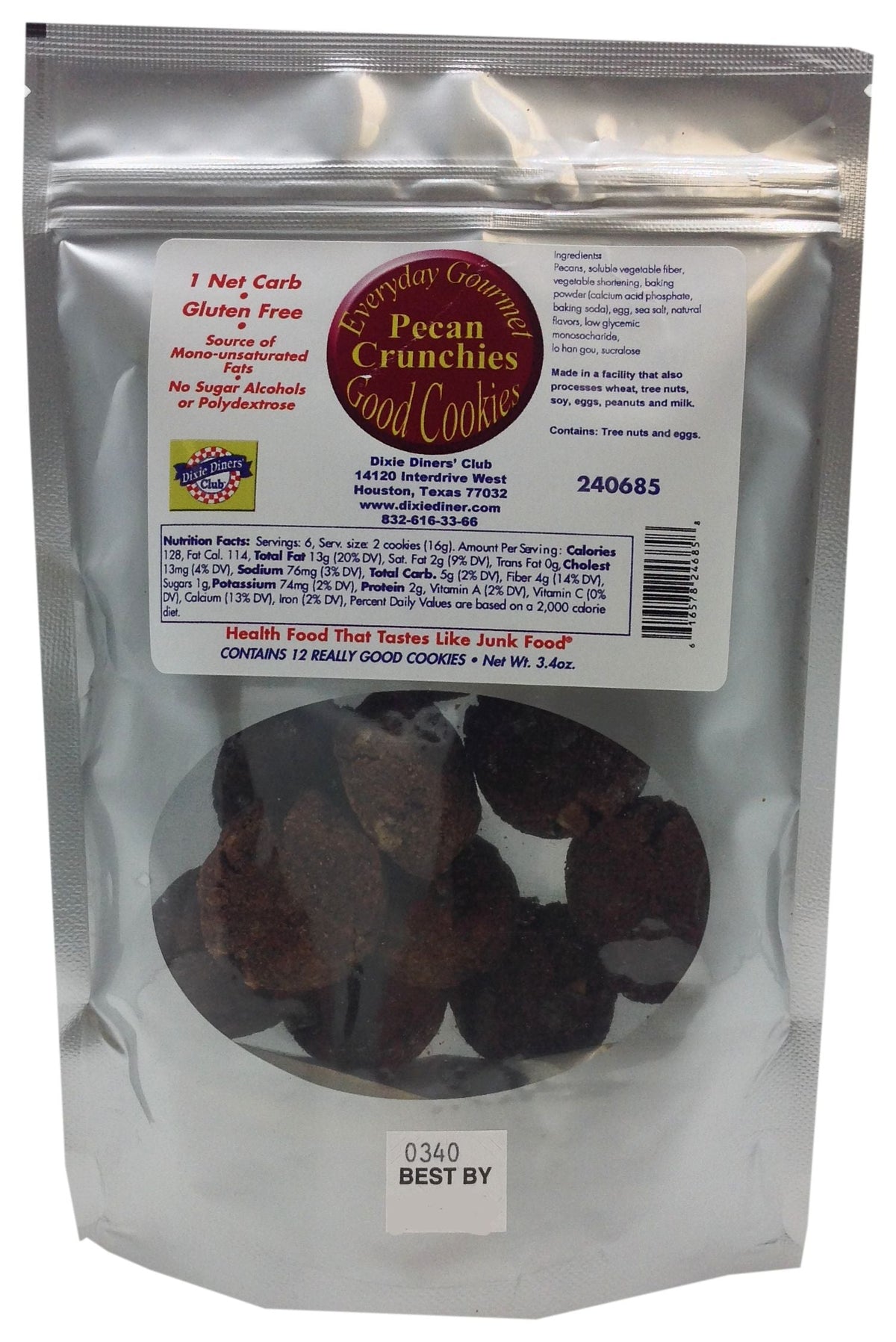 Dixie USA Carb Counters Ready-to-Eat Cookies - Pecan Crunchies 3.4 oz. bag