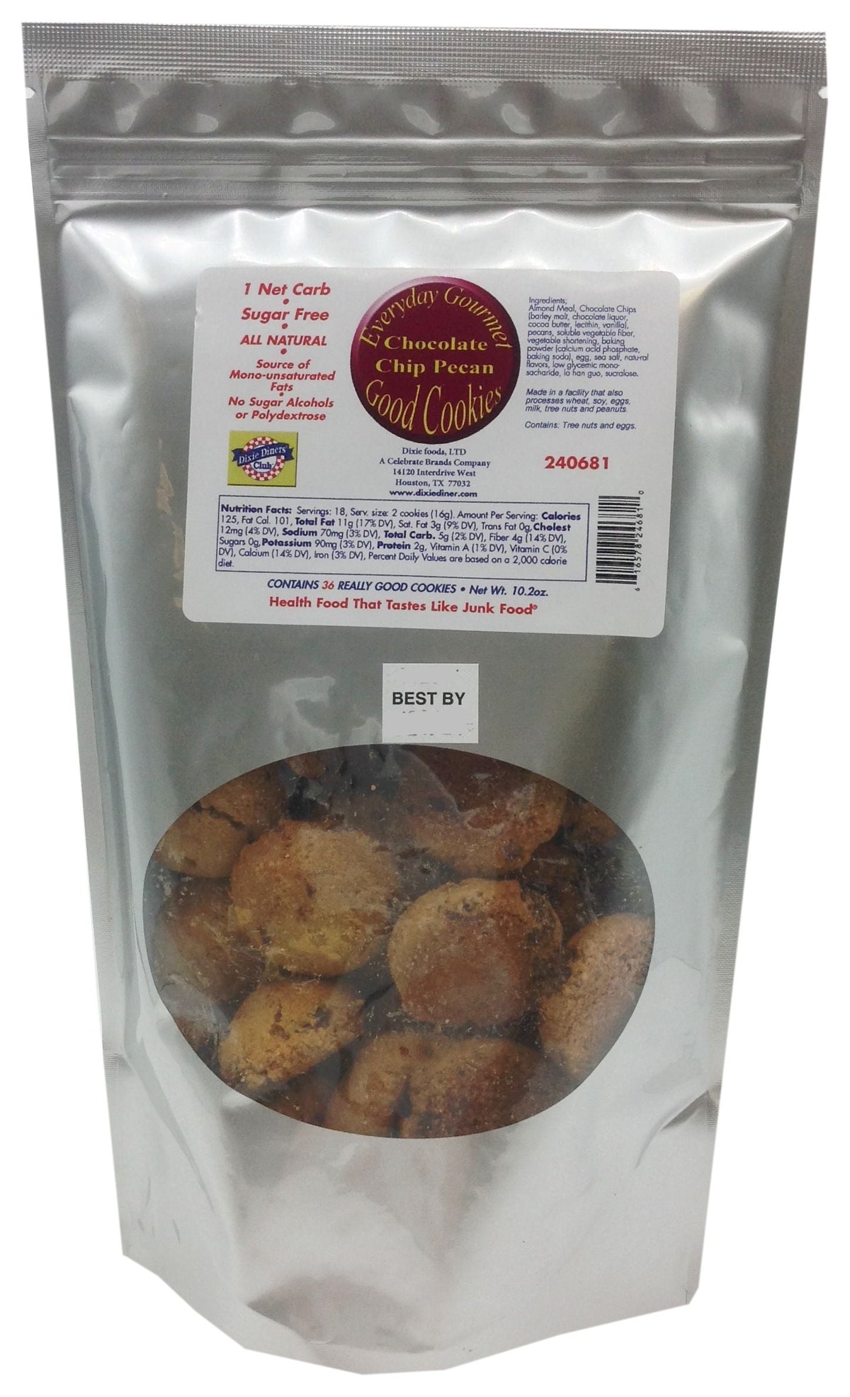 Dixie USA Carb Counters Ready-to-Eat Cookies - Chocolate Chip Pecan 10.2 oz. bag