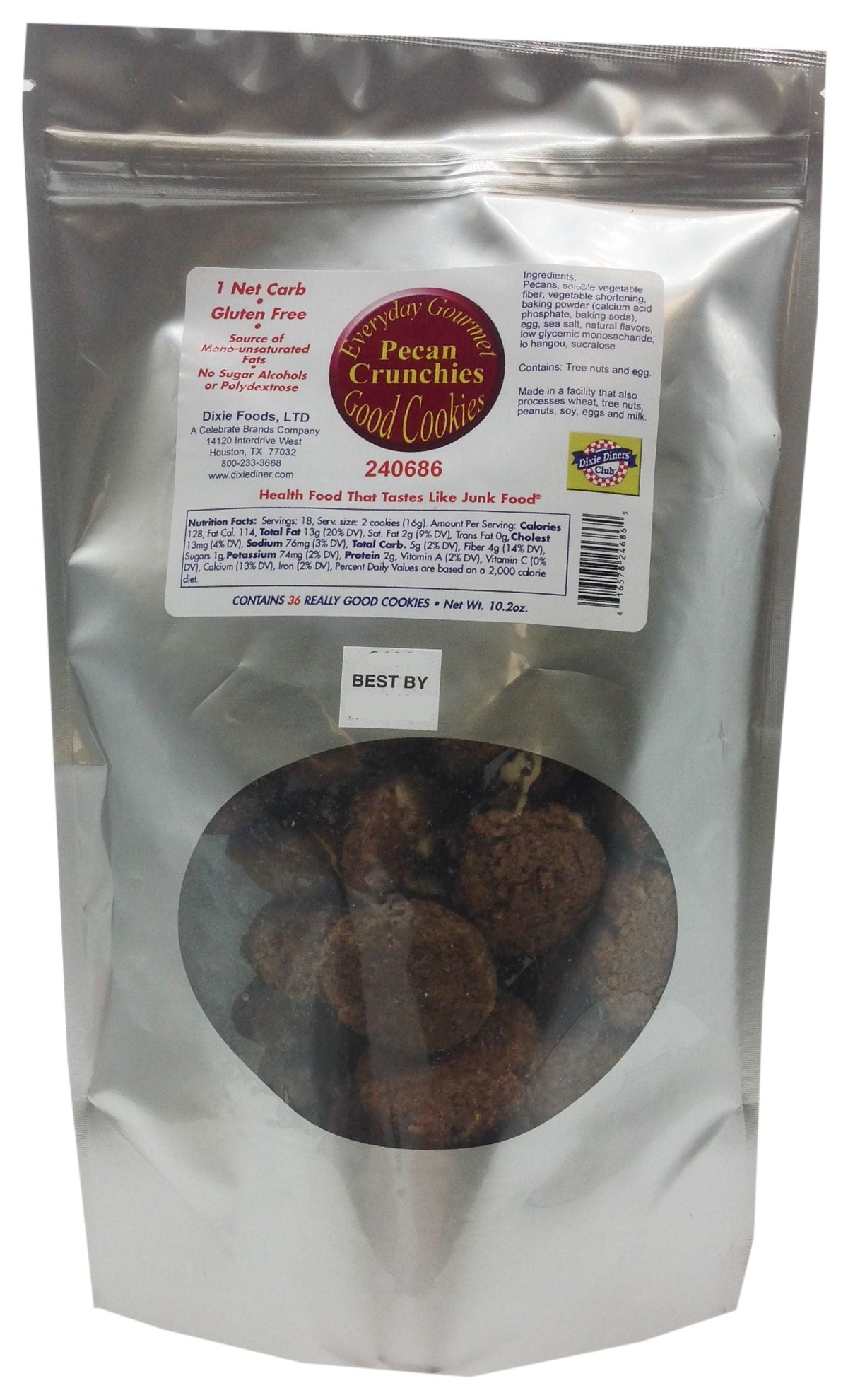 Dixie USA Carb Counters Ready-to-Eat Cookies - Pecan Crunchies 10.2 oz. bag