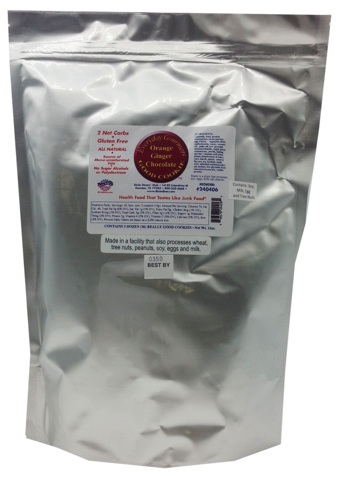 Dixie USA Carb Counters Ready-to-Eat Cookies - Orange Ginger Chocolate 12 oz. bag