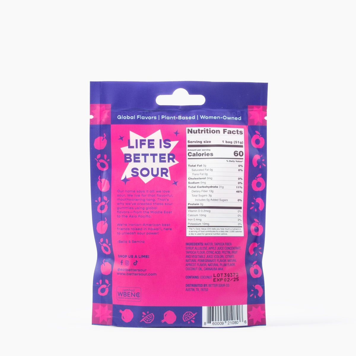 Better Sour Gummies - Pomegranate, Apricot, Plum, One Pack, 1.8 oz