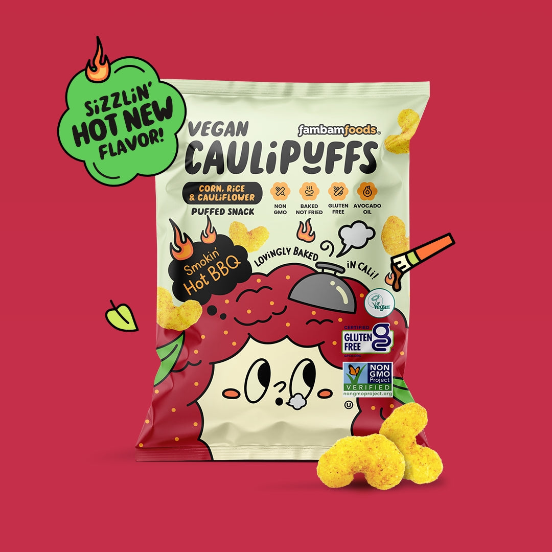 CauliPuffs Gluten Free Cauliflower Puffed Snacks - Vegan Smokin' Hot BBQ