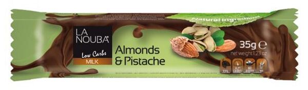 La Nouba Low Carb Belgian Chocolate Bar - Almonds & Pistachio 20 bars