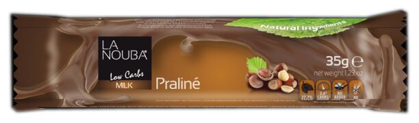 La Nouba Low Carb Belgian Chocolate Bar - Praline 20 bars