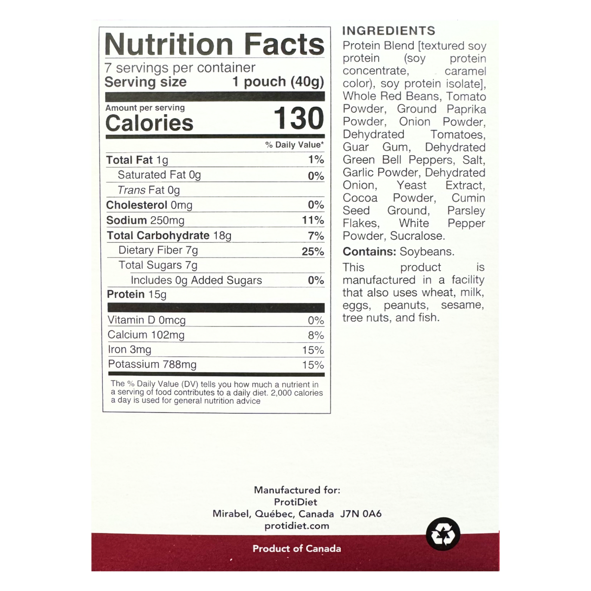 Proti Diet 15g Protein Entree - Chili Mix, 7 Pouches