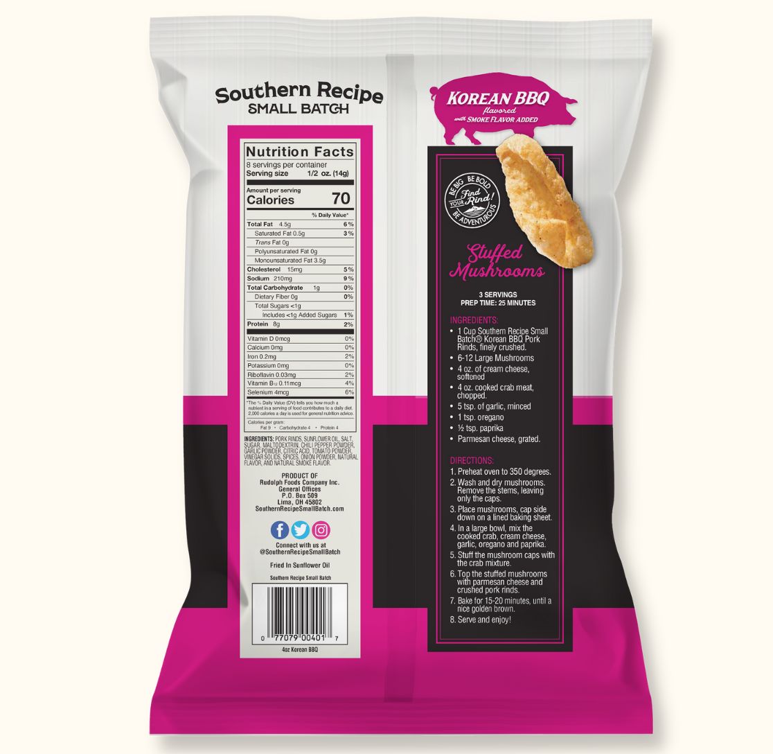 Southern Recipe Small Batch Pork Rinds - Korean Kimchi BBQ, 4 oz (CLEARANCE: Best by November 21, 2024)