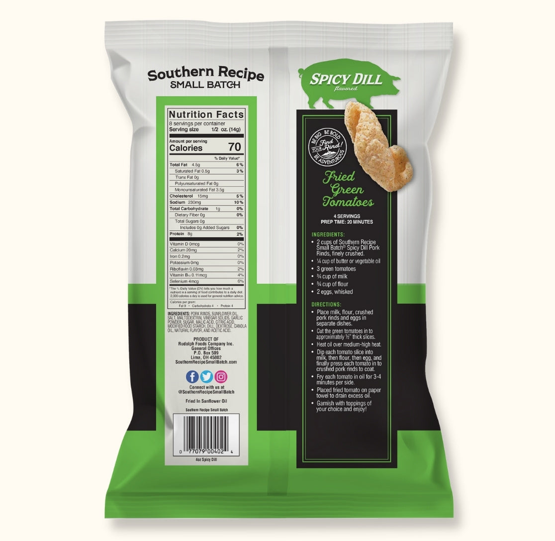 Southern Recipe Small Batch Pork Rinds - Spicy Dill, 4 oz
