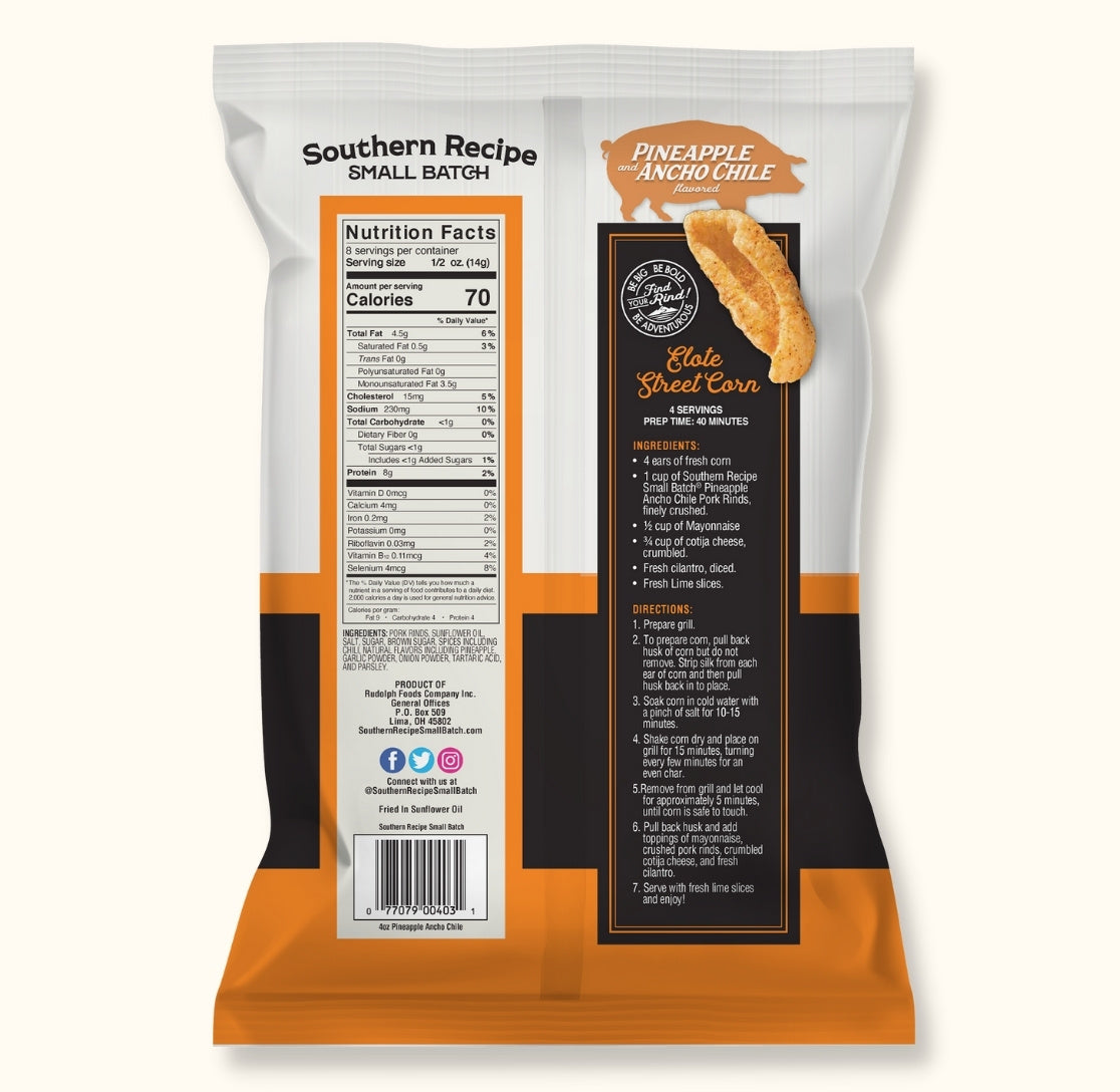 Southern Recipe Small Batch Pork Rinds - Pineapple Ancho Chile, 4 oz