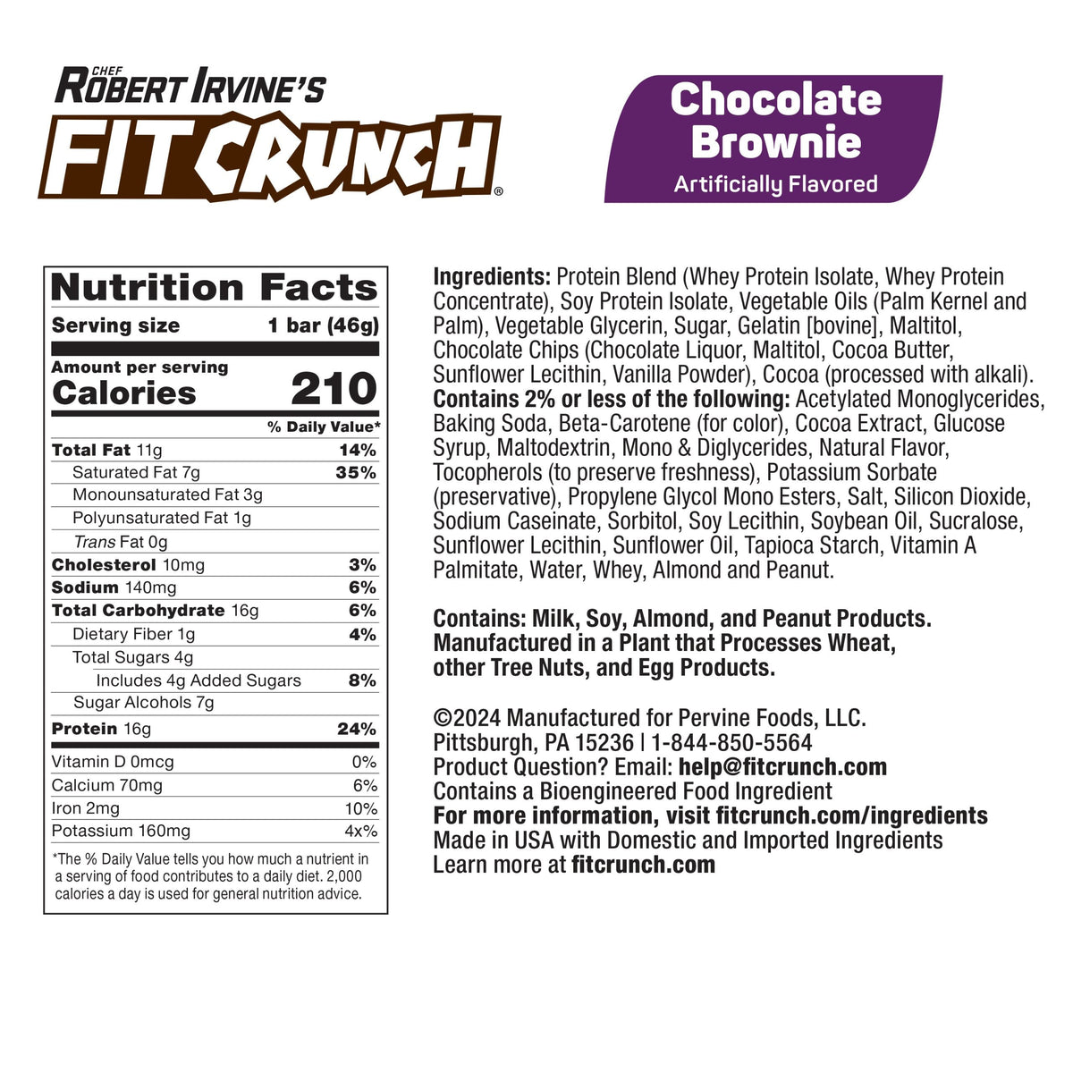 Robert Irvine's Fit Crunch Snack Size Whey Protein Baked Bar - Chocolate Brownie