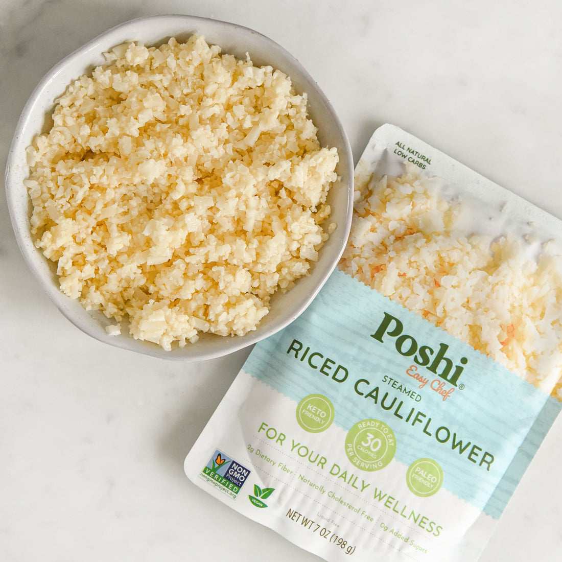 Poshi Easy Chef - Steamed Riced Cauliflower, 7 oz