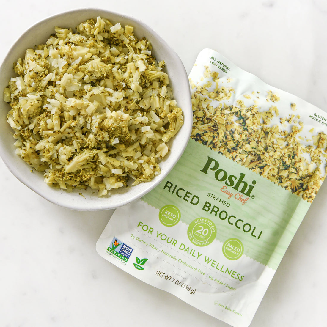 Poshi Easy Chef - Steamed Riced Broccoli, 7 oz