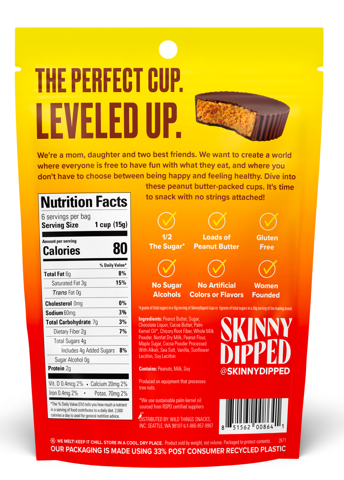SkinnyDipped Cups - Milk Chocolate Peanut Butter One Bag