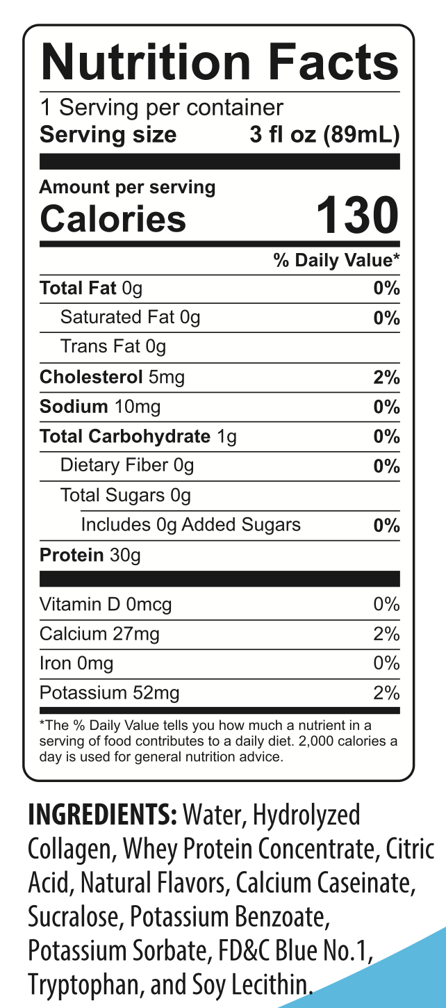 Whey & Collagen Protein Power Pro Shots, Blue Raspberry, image 3