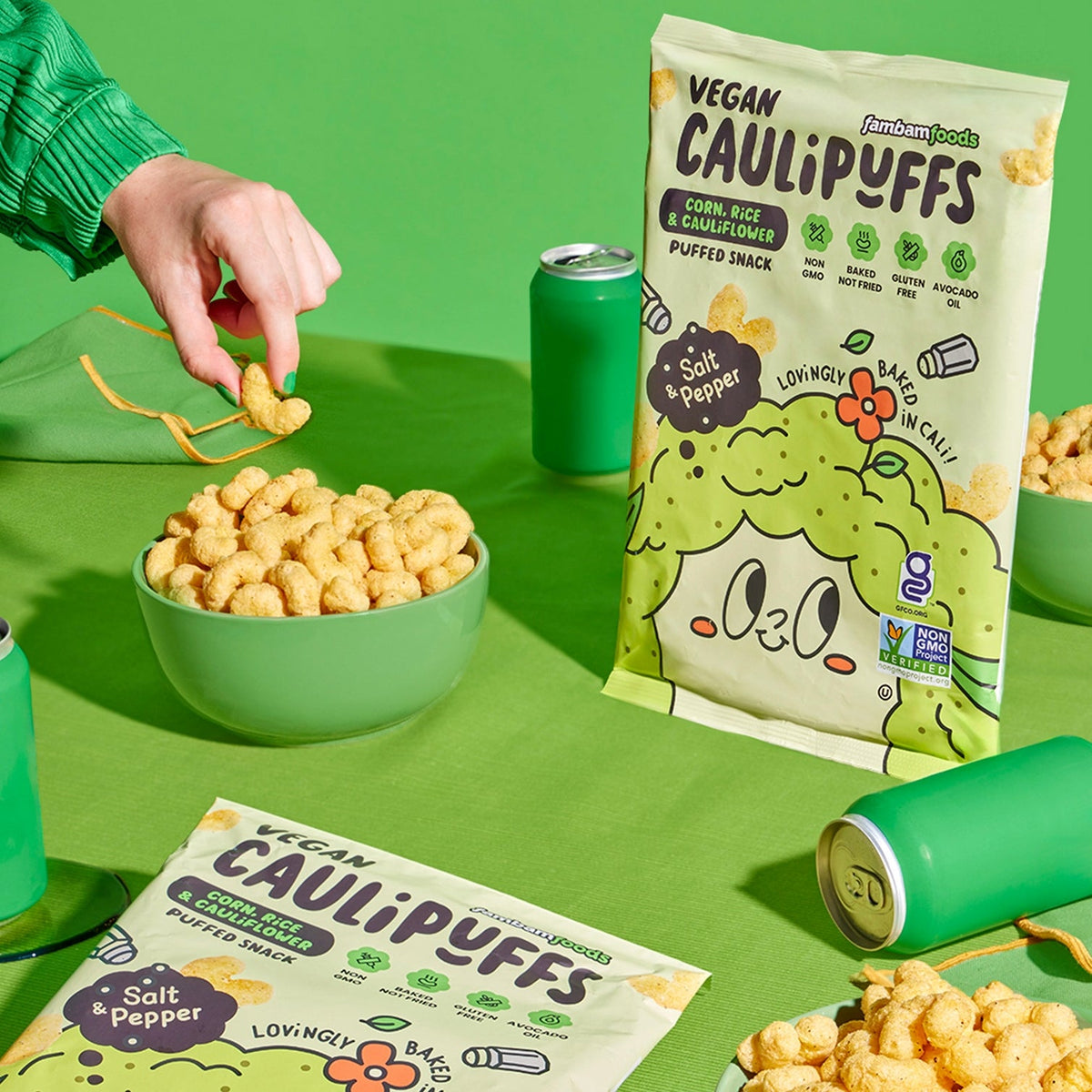 CauliPuffs Gluten Free Cauliflower Puffed Snacks - Vegan Salt & Pepper