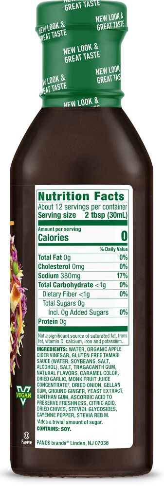 Nutrition Facts panel for Walden Farms Dressing, Asian flavor.