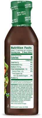 Nutrition Facts panel for Walden Farms Vinaigrette, Honey Balsamic flavor.