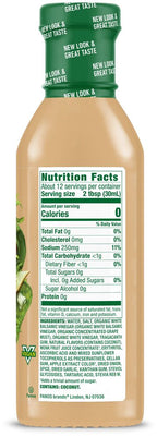 Nutrition Facts panel for Walden Farms Vinaigrette, Pear & White Balsamic flavor.