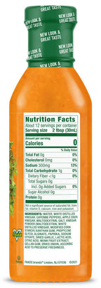 Nutrition Facts panel for Walden Farms Vinaigrette, Spicy Buffalo flavor.