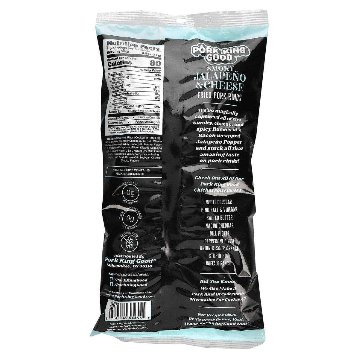 Pork King Good Fried Pork Rinds, 1.75 oz - Smoky Jalapeno & Cheese