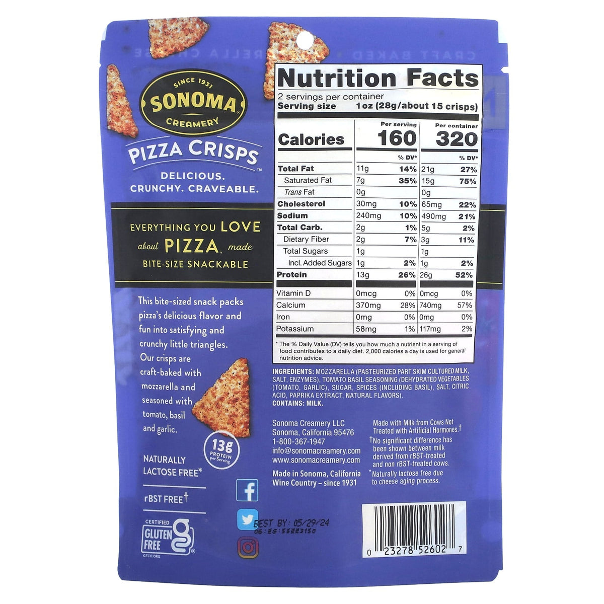 Sonoma Creamery Pizza Crisps - Tomato Basil