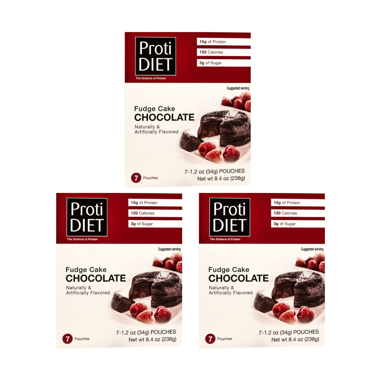 Proti Diet Protein Cake Mix, Chocolate Fudge, 7 Pouches - 3-Pack