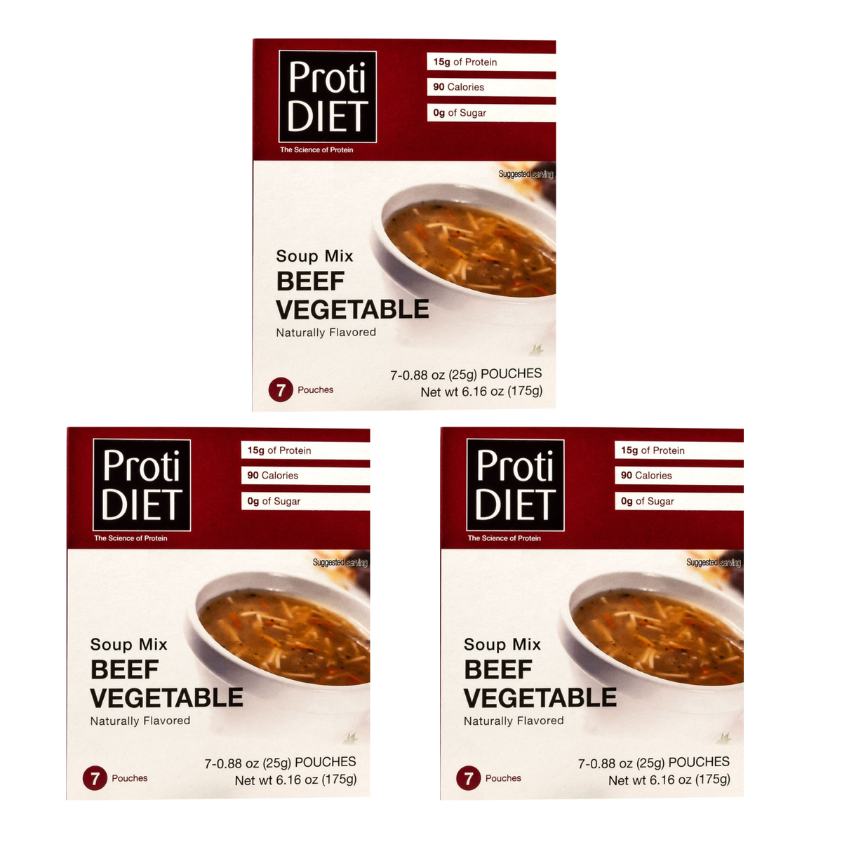 Proti Diet Protein Soup Mix, Beef Vegetable, 7 Pouches - 3-Pack