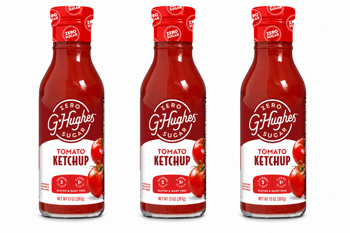 G Hughes Smokehouse Sugar Free Ketchup 13 oz, 3 Bottles.
