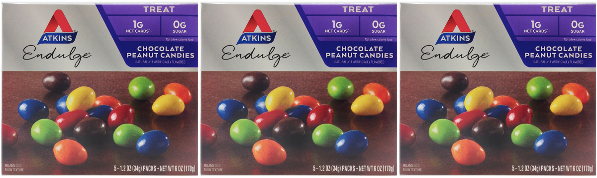 Atkins Nutritionals Endulge Candies, Chocolate Peanut 6 oz. - 3 Boxes
