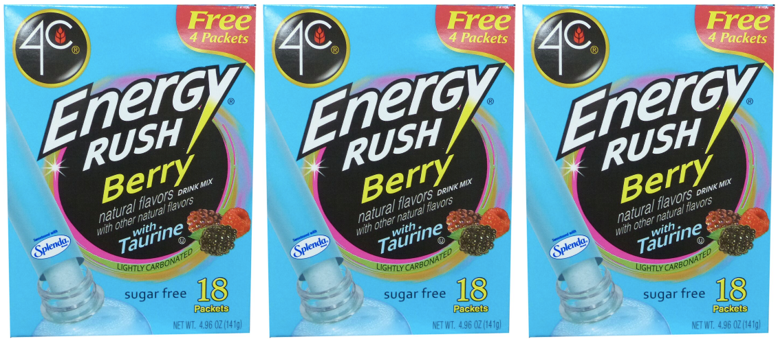 4C Sugar Free Energy Rush Drink Mix Sticks - Berry