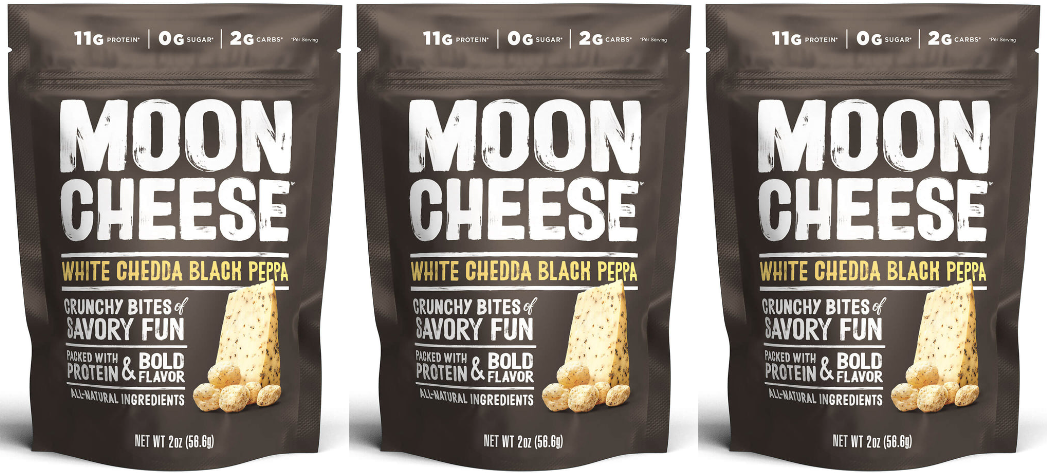 Moon Cheese Snacks - White Chedda Black Peppa 3 Bags