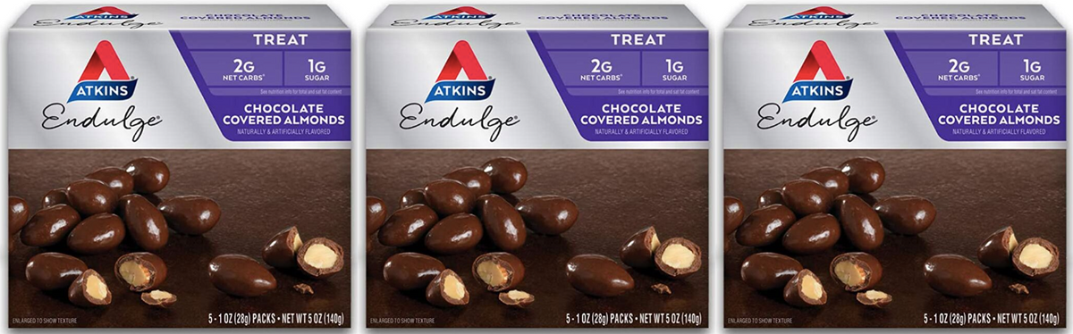 Atkins Nutritionals Endulge Chocolate Covered Almonds 5 packs - 3 Boxes