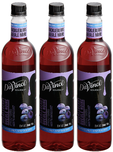 Front package of Da Vinci Sugar Free Syrup, Huckleberry / 3-Pack