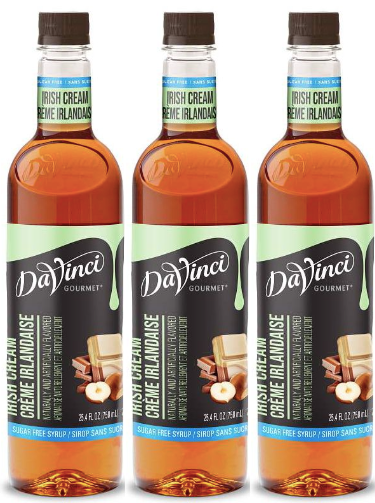 Front package of Da Vinci Sugar Free Syrup, Irish Cream / 3-Pack