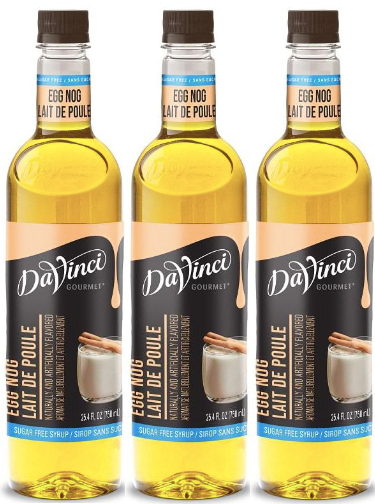 Front package of Da Vinci Sugar Free Syrup, Egg Nog / 3-Pack