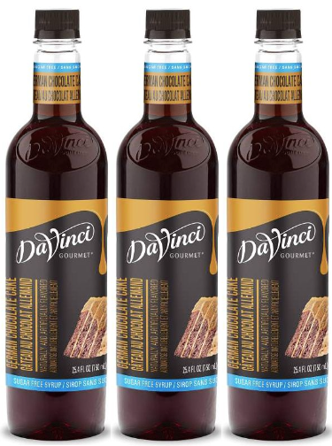 Front package of Da Vinci Sugar Free Syrup, German Chocolate Cake / 3-Pack
