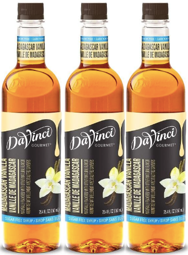 Front package of Da Vinci Sugar Free Syrup, Madagascar Vanilla / 3-Pack