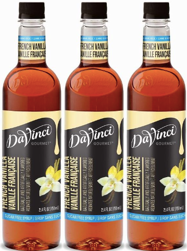 Front package of Da Vinci Sugar Free Syrup, French Vanilla / 3-Pack