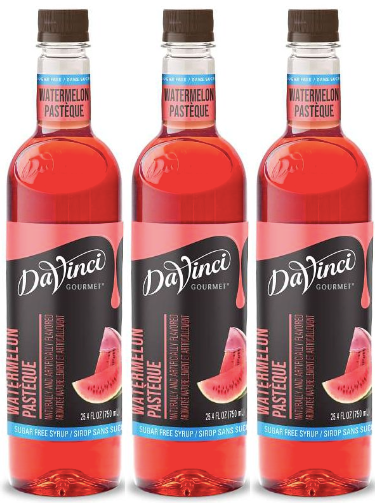 Front package of Da Vinci Sugar Free Syrup, Watermelon / 3-Pack