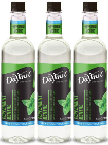 Front package of Da Vinci Sugar Free Syrup, Peppermint / 3-Pack