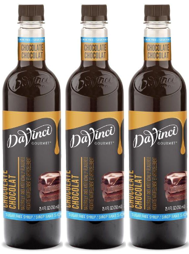 Front package of Da Vinci Sugar Free Syrup, Chocolate / 3-Pack