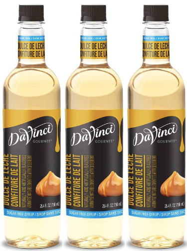 Front package of Da Vinci Sugar Free Syrup, Dulce de leche / 3-Pack