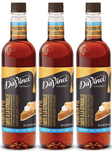 Front package of Da Vinci Sugar Free Syrup, Pumpkin Pie / 3-Pack