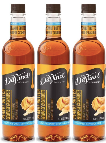 Front package of Da Vinci Sugar Free Syrup, Peanut Butter / 3-Pack