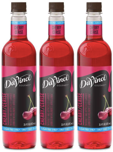 Front package of Da Vinci Sugar Free Syrup, Cherry / 3-Pack