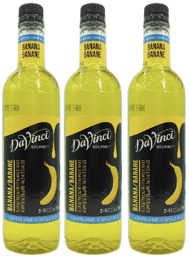 Front package of Da Vinci Sugar Free Syrup, Banana / 3-Pack